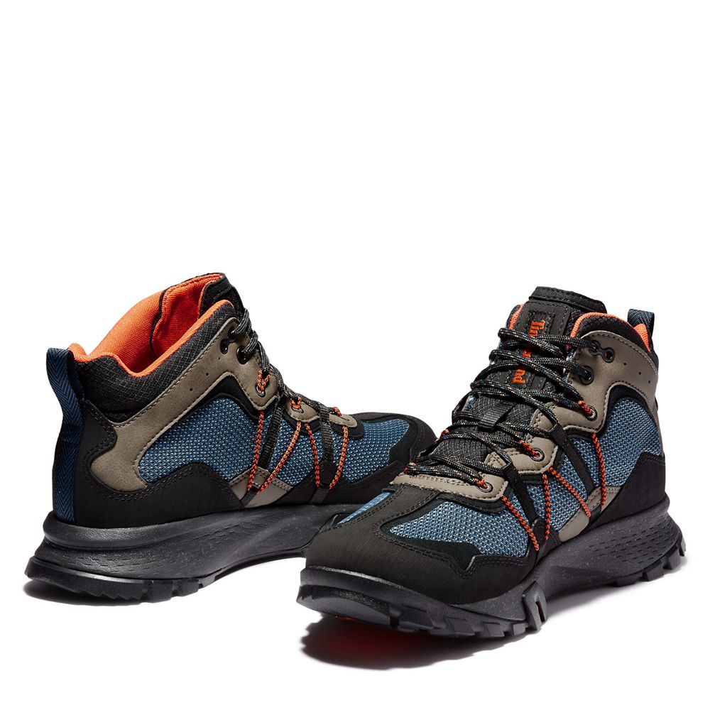 Botas de Montaña Timberland Hombre Garrison Trail Waterproof Mid Negras/Azules - Chile QWI-356492